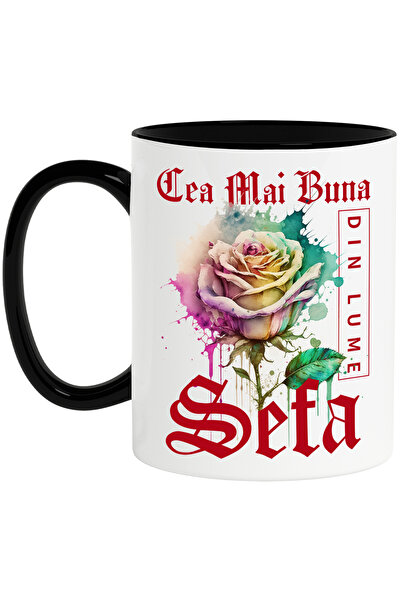 StoryGift Romania Cana Cu Textul Cea Mai Buna Sefa, Din Lume, Floare, Trandaf...