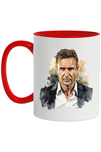 StoryGift Romania Cana Cu Liam Neeson, Actor, Celebritate, Hollywood, Multicolor 330 ml, Ceramica , Cu Maner Rosu