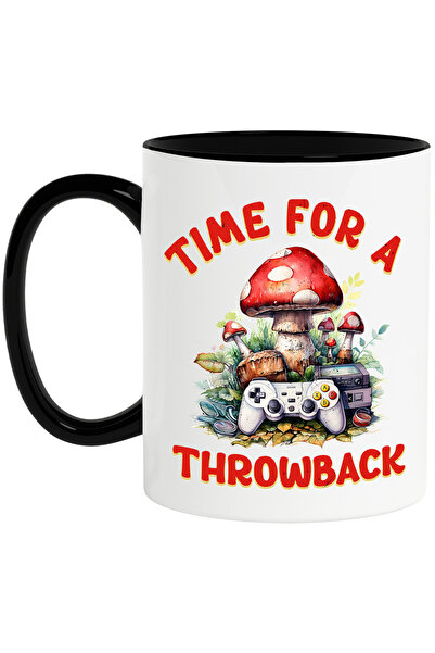 StoryGift Romania Cana cu mesajul "Time for a throwback", ilustratie, stil re...