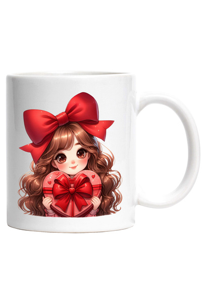 StoryGift Romania Cana cu o fetita dragalasa care tine un cadou primit | ilus...