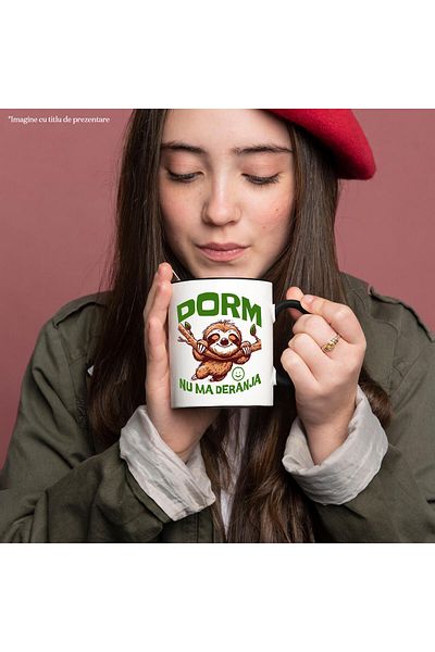 StoryGift Romania Mug with Lazy Animal Wide Smile Text Sleep Don't Disturb Me Similey makes Relaxation, , With