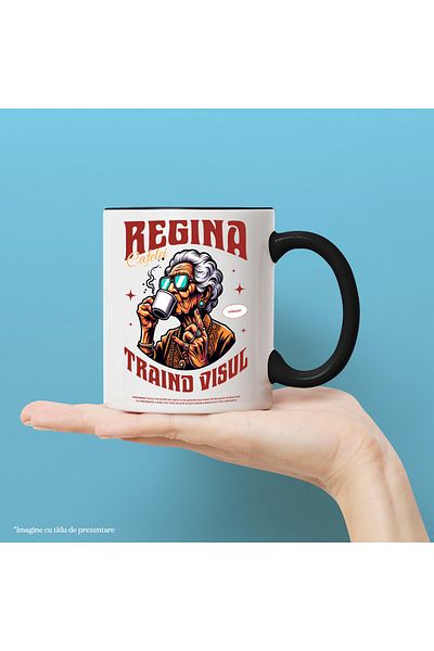 StoryGift Romania Grandma the Queen of Coffee Mug, Family of Coffee Lovers, 330ml, Ceramic with Handle, With, STG