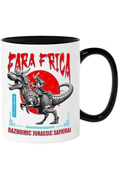 StoryGift Romania Cana cu Razboinic Stil Chinezec Dinozaur T-Rex, Text Razboi...