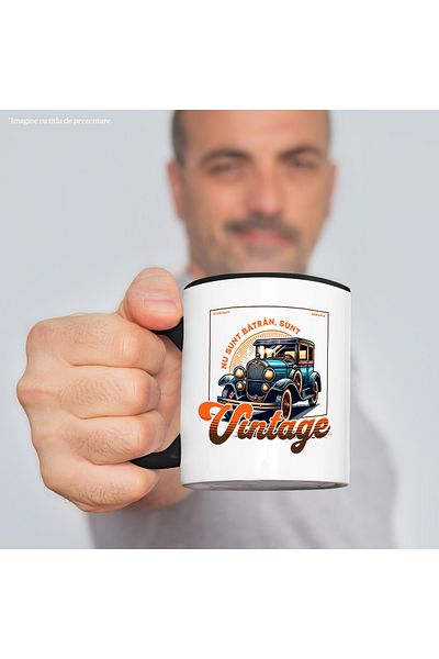 StoryGift Romania Mug I'm not old I'm vintage classic car, 330ml, Ceramic with Black Handle, With, STG
