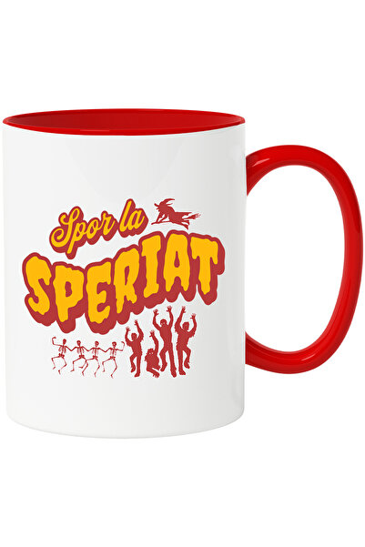 StoryGift Romania Cana spor la speriat scheleti horror H4ALLowen , 330ml, Ceramic cu Maner Rosu, Cu Maner Rosu
