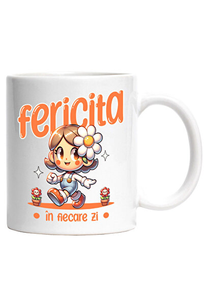 StoryGift Romania Cana cu Fata Vesela animata Cu Floare Text Fericita In Fiec...