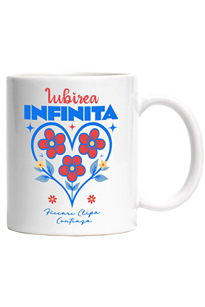 StoryGift Romania Cana cu Inima Cu Flori Colorate Text Iubirea Infinita Fieca...