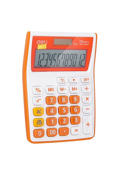 Deli Calculator Pocket 12 Digits White-Orange 1122 Deli