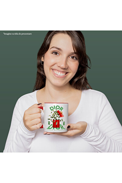 StoryGift Romania _dior_ Mug - Millionaire's Gift, 330ml, Ceramic With Red Handle, With Red Handle Left, s
