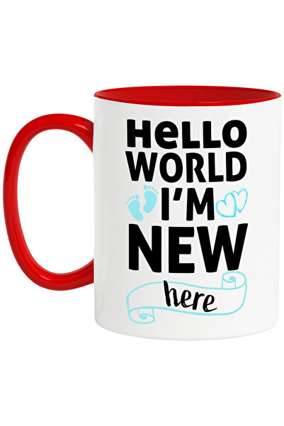 StoryGift Romania Cana cu inimioare si pasi cu mesajul "Hello, world, I'm new...