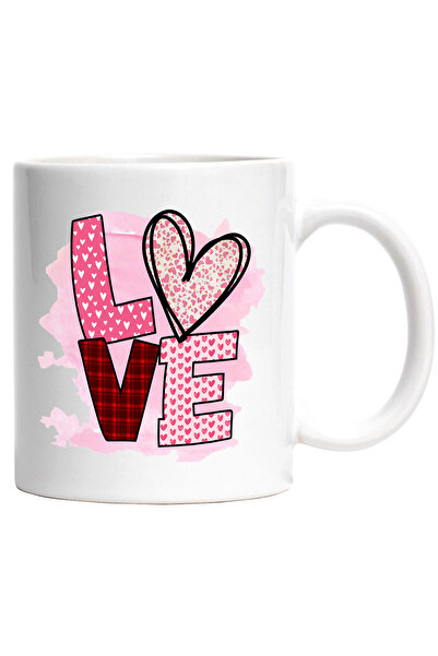 StoryGift Romania Cana cu o inima cu mesajul "Love", roz, rosu, Valentine's D...