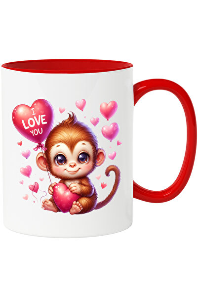 StoryGift Romania Cana cu o maimutica fericita care tine o inima | ilustratie...