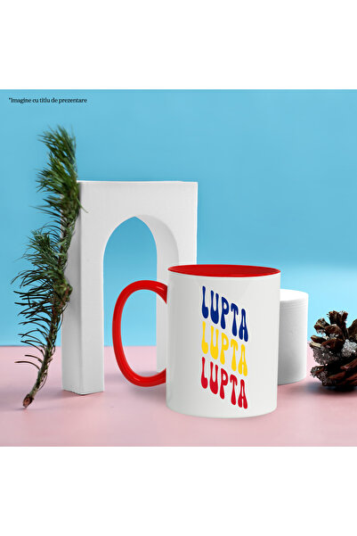 StoryGift Romania The Word Fight Mug, in the Colors of the Romanian Flag, Red, Yellow, Blue, Tex, With, STG.
