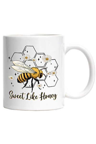 StoryGift Romania Cana cu albina si cu floricele albe cu mesajul "Sweet like ...