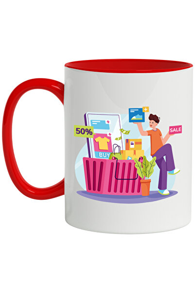 StoryGift Romania Cana Cu E-commerce, Magazin, Telefon, Reduceri, Cutii, Punga, Cos De Cumparaturi, Cu Maner Rosu
