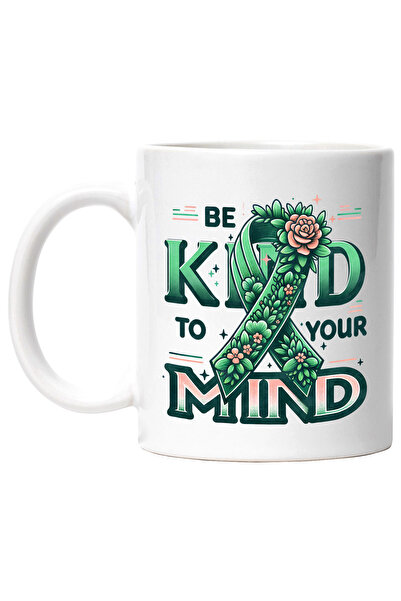 StoryGift Romania Cana cu mesajul "Be kind to your mind", flori, verde, natur...