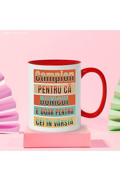 StoryGift Romania Grandpa Champion Mug, grandparents, family, grandchildren, love, 330ml, Ceramic with R Handle, With, STG