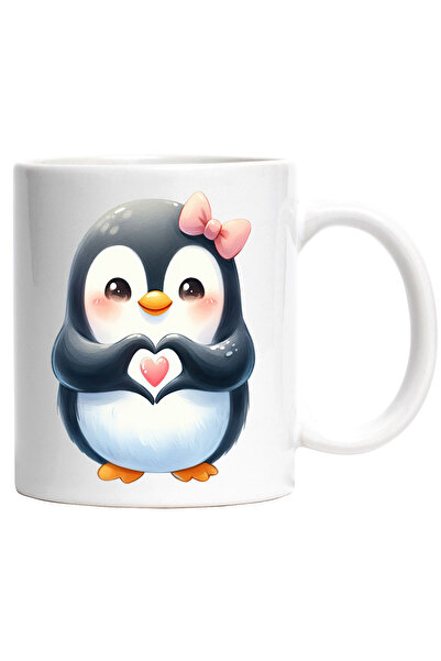 StoryGift Romania Cana cu un pinguin care face un semn in forma de inima | il...