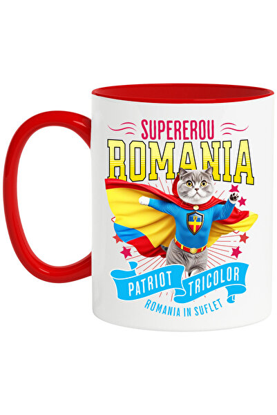 StoryGift Romania Cana cu Scottish Fold Pisica In Costum de Capitan Romania c...