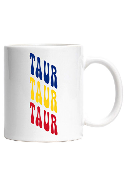 StoryGift Romania Cana Cuvantul Taur, in Culorile Steagului Romaniei, Rosu, G...