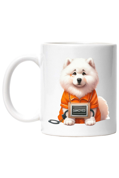 StoryGift Romania Cana cu un catel Samoyed, ilustratie, la inchisoare, trist,...