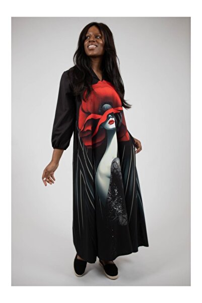 FASHIONLAND ΦΟΡΕΜΑ ΜΑΞΙ ΜΕ ΜΑΚΡΥ ΜΑΝΙΚΙ ΚΑΙ ΤΣΕΠΕΣ KENZO, ΜΟΝΑΔΙΚΟ, ΠΟΛΥΧΡΩΜΟ