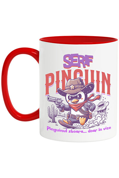 StoryGift Romania Cana pinguin serif siguranta vestul salbatic, 330ml, Cerami...