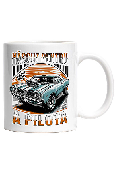 StoryGift Romania Cana nascut pentru a pilota masina curse vintige, 330ml, Ce...