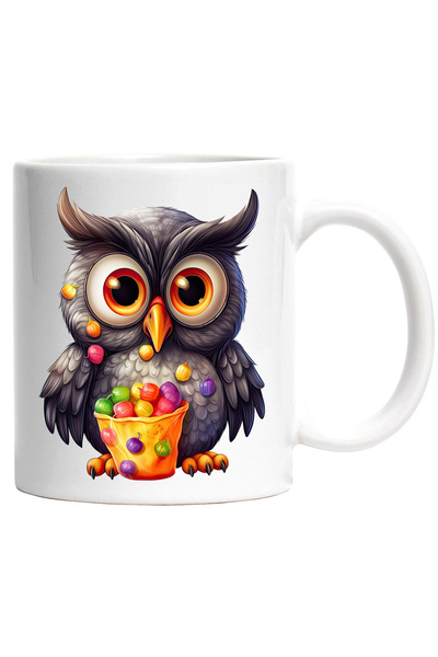 StoryGift Romania Cana cu o bufnita vesela | ilustratie | ochi mari | bomboan...
