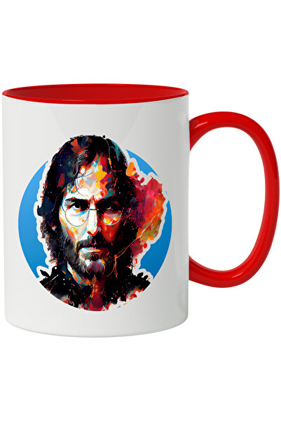 StoryGift Romania Cana Cu Portret, Personaj, Ochelari, Efect Acuarele, Multicolor 330 ml, Ceramica, Cu Maner Rosu