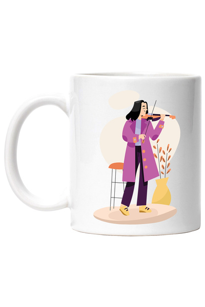 StoryGift Romania Cana Cu Muzician, Vioara, Scaun, Planta, Ghiveci, Instrumen...