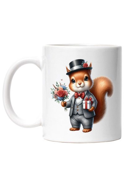 StoryGift Romania Cana cu o veverita la costum, palarie, ilustratie, buchet c...