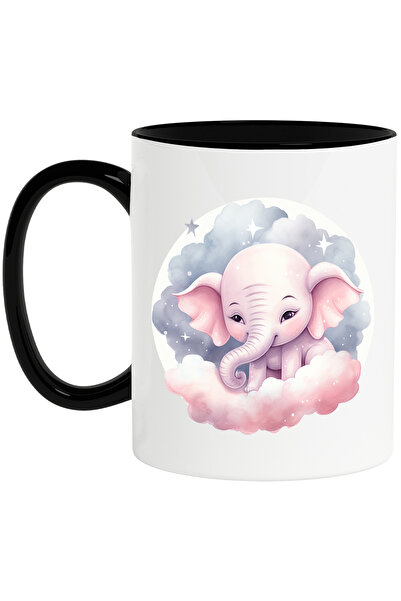 StoryGift Romania Cana cu un elefant somnoros, ilustratie, norisori, luna pli...