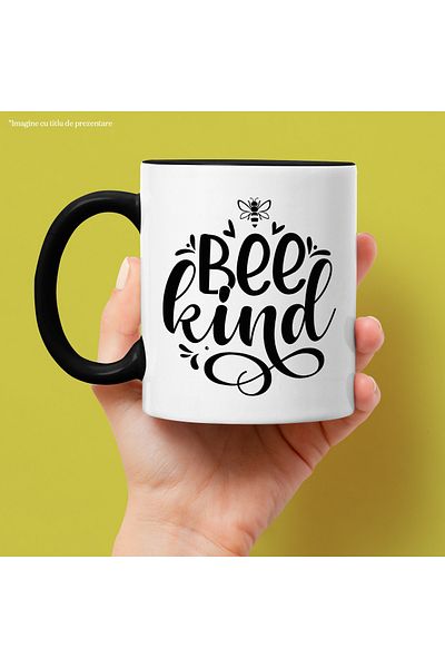 StoryGift Romania Mug with hearts and bees and the text "Bee kind" - be kind, help the world with Handle, With, STG