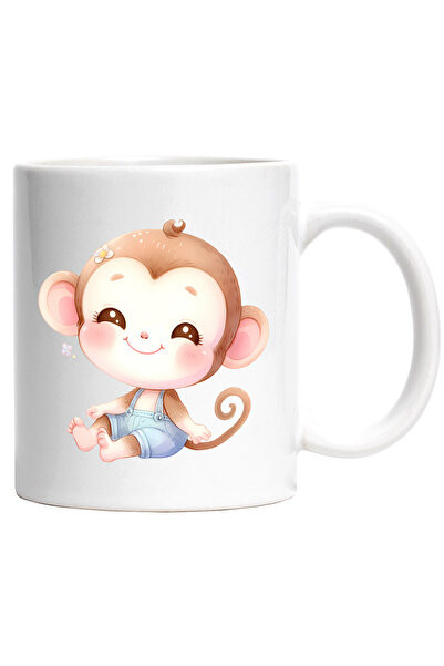 StoryGift Romania Cana cu o maimutica vesela | ilustratie | imbujorata | flor...