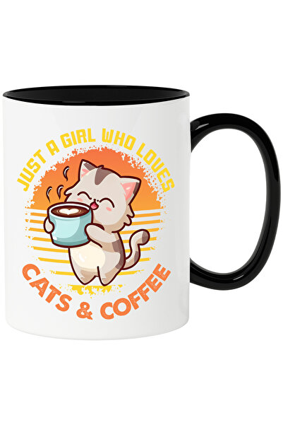 StoryGift Romania Cana cu pisicuta care tine o ceasca cu cafea cu mesajul "Ju...