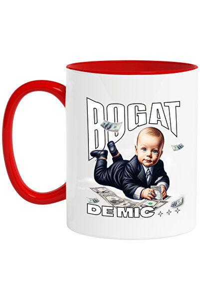 StoryGift Romania Cana bebelus in costum Bogat de mic bani , 330ml, Ceramic c...