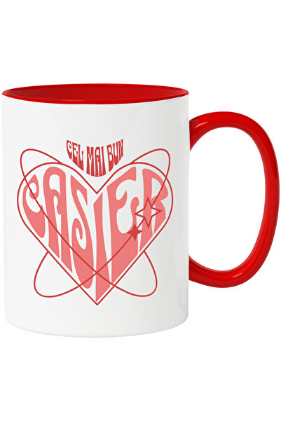 StoryGift Romania Cana cu Iluzie Optica Inima Munca Meserie Dragobete Text Cel Mai Bun Casier, Cer, Cu Maner Rosu