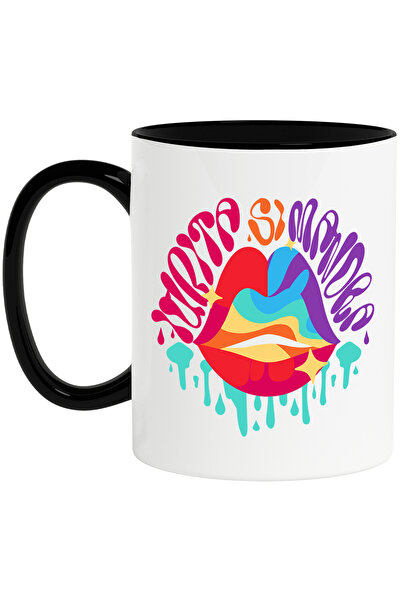 StoryGift Romania Cana Iubita si mandra-buze, 330ml, Ceramica cu Maner Negru,...