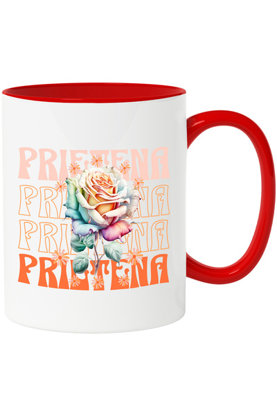 StoryGift Romania Cana Prietena - Trandafir Floare, 330ml, Ceramic cu Maner R...