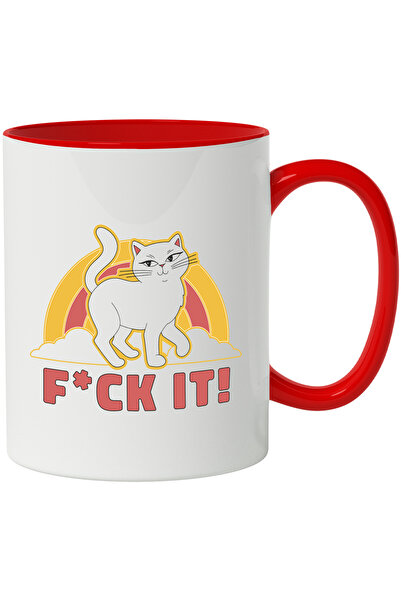 StoryGift Romania Mug With Message In English F*ck It, Cat, Rainbow, Clouds, ...