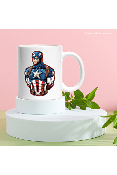 StoryGift Romania Captain America Mug, Marvel, Superheroes, Movie Lovers, Multicolor 330, With White Handle