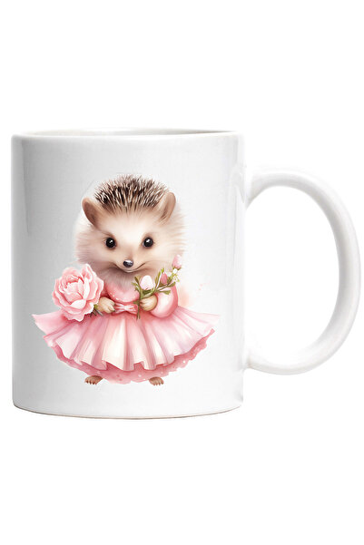 StoryGift Romania Cana cu un arici | ilustratie | rochita | roz | flori | pla...