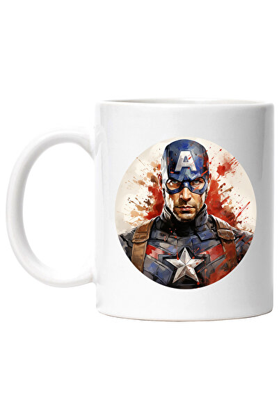 StoryGift Romania Cana Cu Capitanul America, Cerc, Marvel, Avengers, Supereroi, Masca, Multicolor , Cu Maner Alb