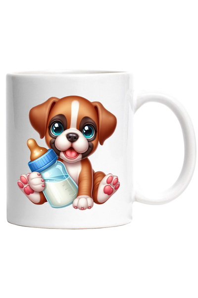 StoryGift Romania Cana cu un catelus vesel si jucaus care tine un biberon | i...