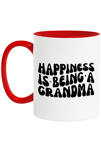 StoryGift Romania Mug with text in English "Happiness is being a grandma" - h...