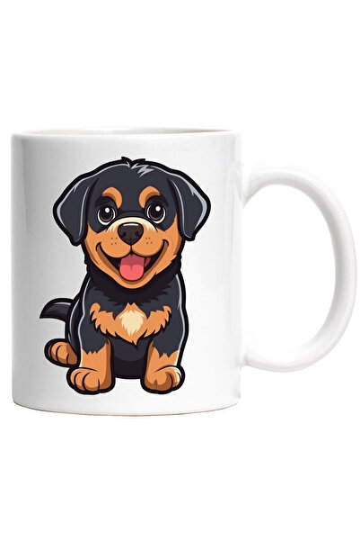 StoryGift Romania Cana Cu Catel, Pui, Iubitori De Desene Animate, Rottweiler, Multicolor 330 ml, C, Cu Maner Alb