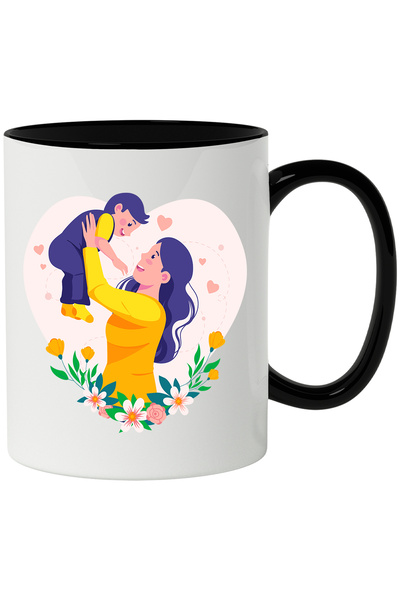 StoryGift Romania Cana Cu Inimi, Mama, Copil, Flori, Sosete, Multicolor 330 m...