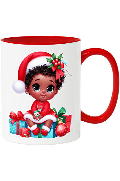 StoryGift Romania Cana cu o fetita dragalasa care sta pe un cadou | globulete...