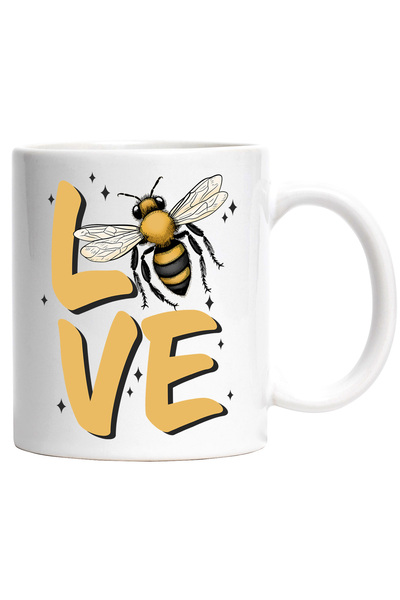StoryGift Romania Cana cu albina cu mesajul "Love", stelute, ilustratie, iubi...